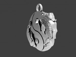 Yin Yang fish pendant 3D Print Model