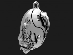 Yin Yang fish pendant 3D Print Model