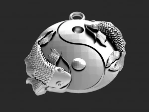 Yin Yang fish pendant 3D Print Model