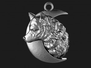 Підвіска вовк місяць 3D Принт Модель