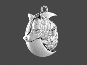 Wolf moon pendant 3D Print Model