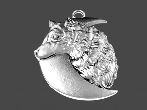 Wolf moon pendant 3D Print Model