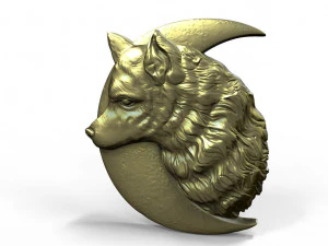 Wolf moon pendant 3D Print Model