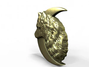 Wolf moon pendant 3D Print Model