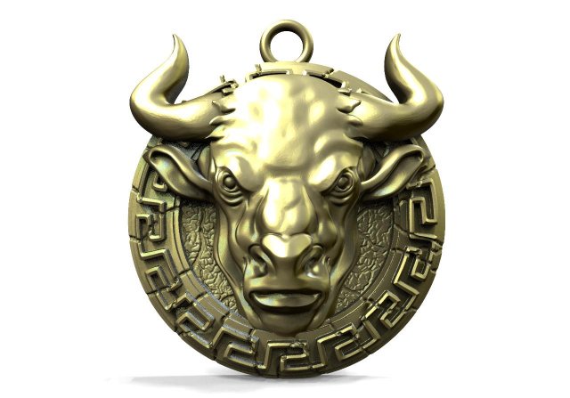Bull pendant 3D 프린트 모델 .c4d .max .obj .3ds .fbx .stl .blend 