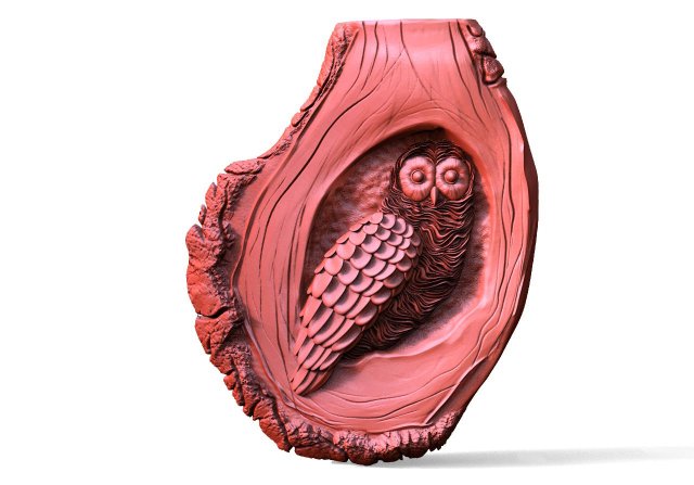 Owl CNC 3D Print Model .c4d .max .obj .3ds .fbx .stl .blend 