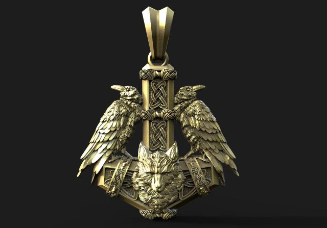 Thor hammer pendant 3D Print Model .c4d .max .obj .3ds .fbx .stl .blend 