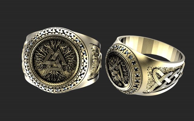 Valknut ring 3D 프린트 모델 .c4d .max .obj .3ds .fbx .stl .blend 