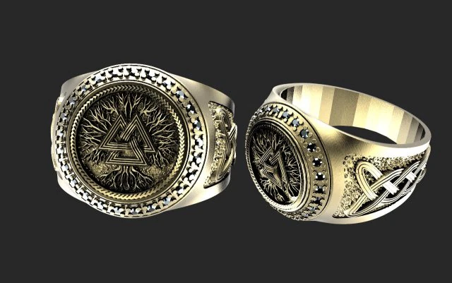 Valknut ring 3D Print Model .c4d .max .obj .3ds .fbx .stl .blend