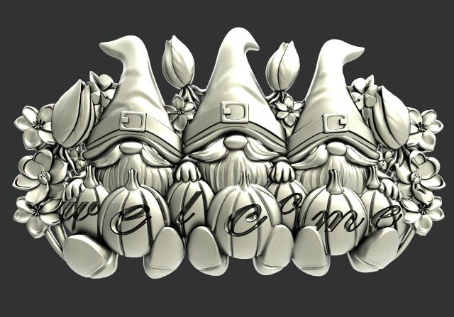 Gnomes welcome sign Model do druku 3D .c4d .max .obj .3ds .fbx .stl .blend