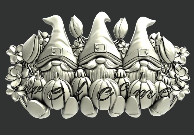 Gnomes welcome sign 3D Print Model .c4d .max .obj .3ds .fbx .stl .blend
