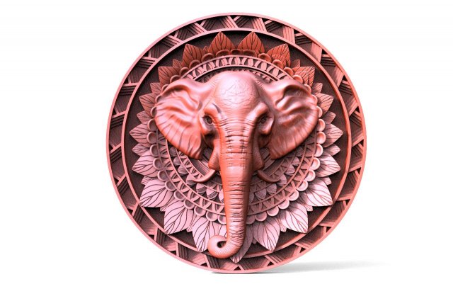 Elephant mandala CNC Model do druku 3D .c4d .max .obj .3ds .fbx .stl .blend 