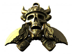 Viking skull pendant 3D 프린트 모델