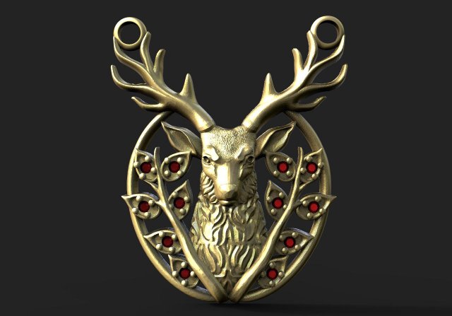 Deer pendant 3D Print Model .c4d .max .obj .3ds .fbx .stl .blend 