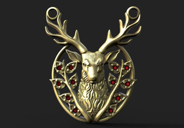 Deer pendant 3D Print Model .c4d .max .obj .3ds .fbx .stl .blend 