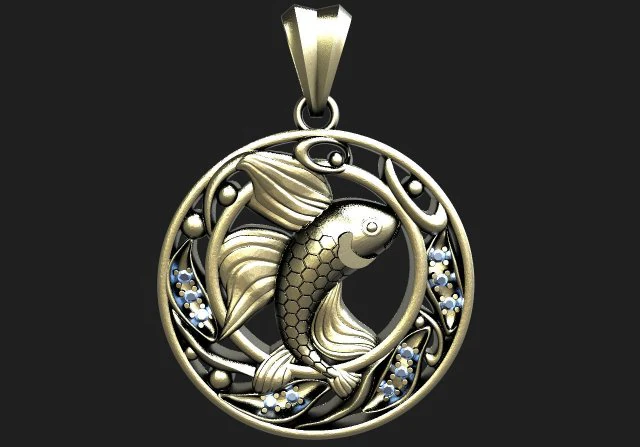Fish pendant 3D Print Model .c4d .max .obj .3ds .fbx .stl .blend
