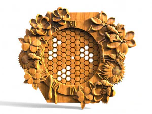 Bee honeycomb wall clock 3D Print Model