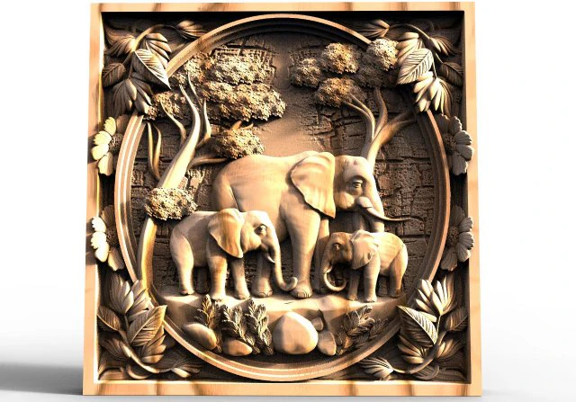 Elephants CNC 3D Print Model .c4d .max .obj .3ds .fbx .stl .blend 