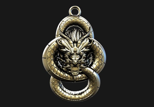 Dragon pendant Modello di stampa 3D .c4d .max .obj .3ds .fbx .stl .blend 