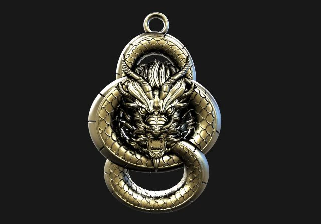 Dragon pendant 3D Print Model .c4d .max .obj .3ds .fbx .stl .blend 