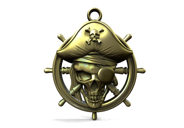 Pirate skull pendant Modello di stampa 3D .c4d .max .obj .3ds .fbx .stl .blend 
