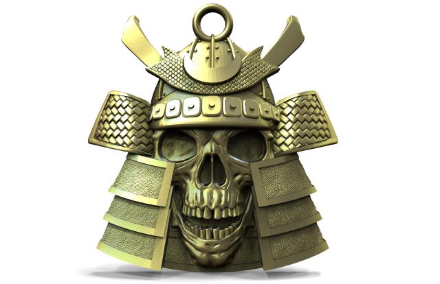 Samurai skull pendant 3D Print Model .c4d .max .obj .3ds .fbx .stl .blend 