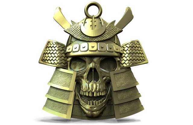 Samurai skull pendant 3D Print Model .c4d .max .obj .3ds .fbx .stl .blend