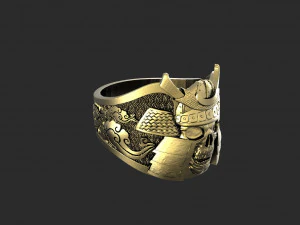 Samurai skull ring 3D Print Model