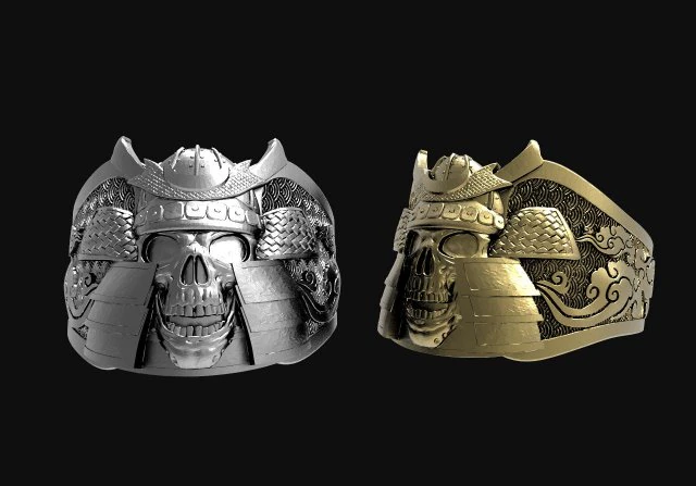 Samurai skull ring 3D Print Model .c4d .max .obj .3ds .fbx .stl .blend 