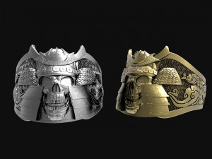 Samurai skull ring 3D-printmodel