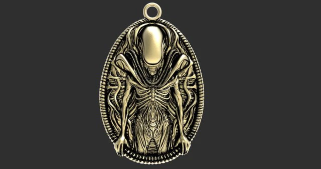Alien Xenomorph pendant 3D Print Model .c4d .max .obj .3ds .fbx .stl .blend 