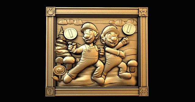 Super Mario Luigi CNC 3D Print Model .c4d .max .obj .3ds .fbx .stl .blend 