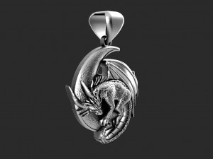 Dragon moon Pendant 3D Print Model
