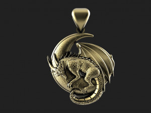 Dragon moon Pendant 3D Print Model