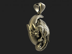 Dragon moon Pendant 3D Print Model