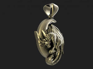 Dragon moon Pendant 3D Print Model