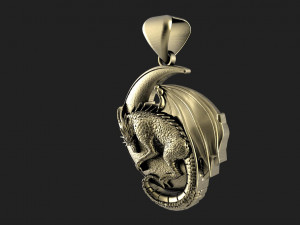 Dragon moon Pendant 3D Print Model