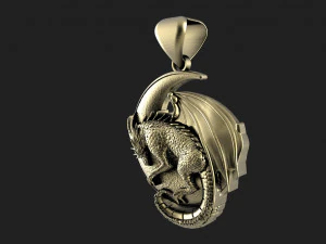 Dragon moon Pendant 3D Print Model