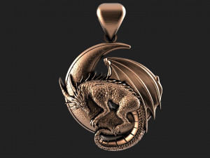 Dragon moon Pendant 3D Print Model