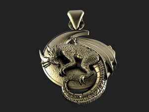 Dragon moon Pendant 3D Print Model