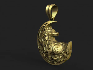 Wolf moon pendant 3D Print Model