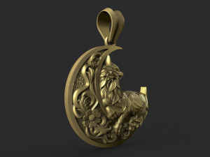 Wolf moon pendant Modello di stampa 3D