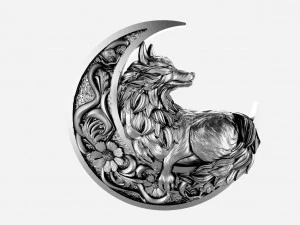 Wolf moon pendant 3D Print Model