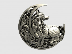 Wolf moon pendant Modello di stampa 3D