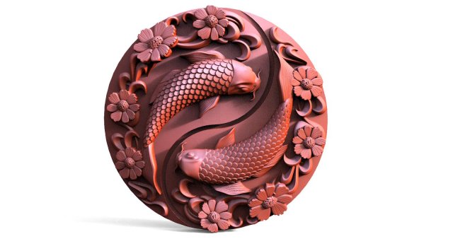 Yin Yang Koi fish CNC 3D 打印模型 .c4d .max .obj .3ds .fbx .stl .blend 