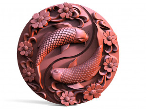 Yin Yang Koi fish CNC 3D Print Model