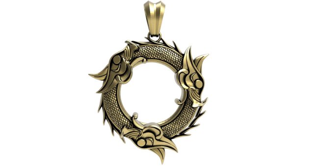 Viking dragon pendant 3D 프린트 모델 .c4d .max .obj .3ds .fbx .stl .blend 