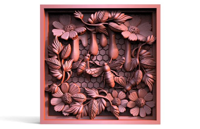 Рельеф Пчела с ЧПУ 3D Принт Модель .c4d .max .obj .3ds .fbx .stl .blend 