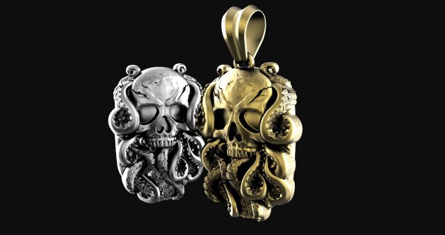 Skull with tentacles pendant 3Dプリントモデル .c4d .max .obj .3ds .fbx .stl .blend 