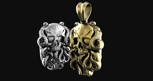 Skull with tentacles pendant 3D Print Model .c4d .max .obj .3ds .fbx .stl .blend 